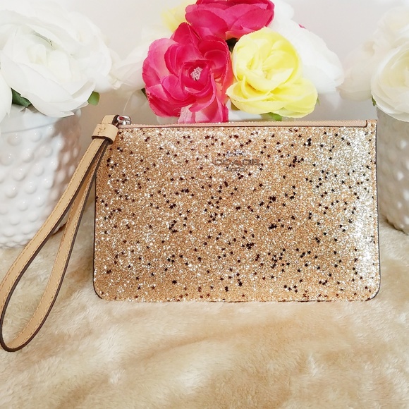 Coach Handbags - NWT Coach Classic Glitter Gold Wristlet NWT
